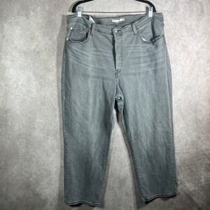 Levi's Ribcage Straight Ankle Jeans Womens 20W Gray Denim Button Fly Stretch